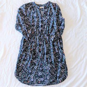 LOFT | Blue Floral Cinched Waist Dress